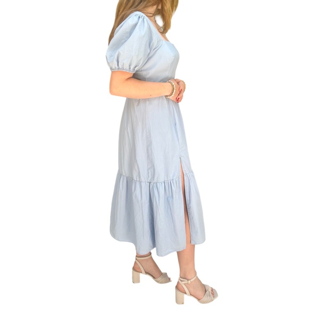 Astr Blue Puff Sleeve Midi Sundress - Picture 3 of 6